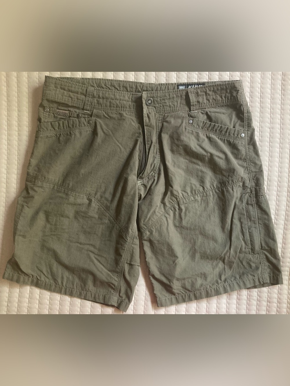 Kuhl Renegade Shorts Men’s 36 Green 10” Cotton Nylon Hiking Outdoors Pockets